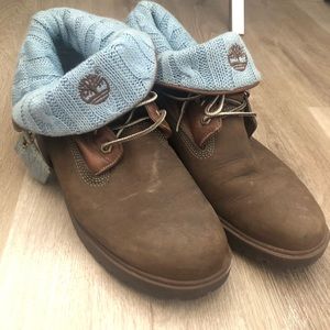 Brown and blue sweater top timberland boots women